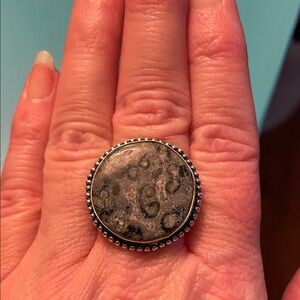 Round jasper boho ring